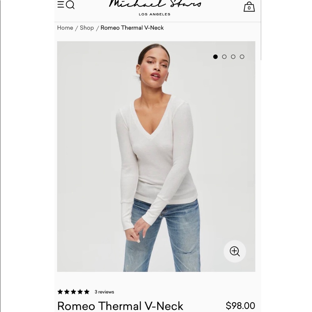 BRAND NEW MICHAEL STARS ROMEO V-NECK THERMAL ( M)